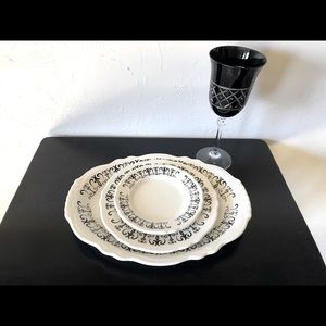 Homer Laughlin Best China White Ironstone Old Gothic Black Scroll